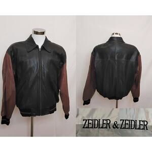 Zeidler & Zeidler Lamb Skin Leather Jacket Men's L Black/Brown #W4670